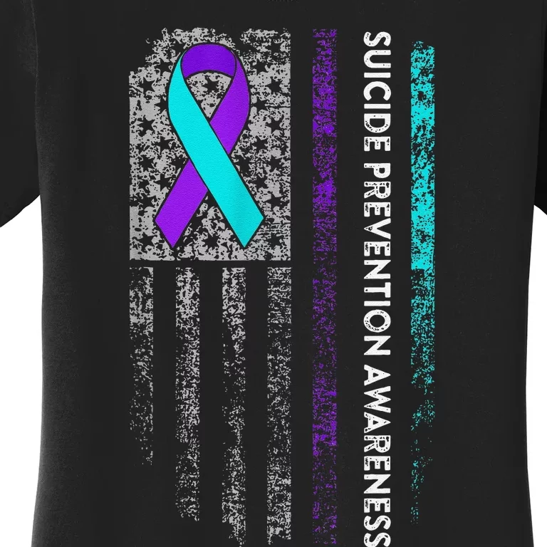 Suicide Prevention Awareness Ribbon American Flag Gift Women's T-Shirt