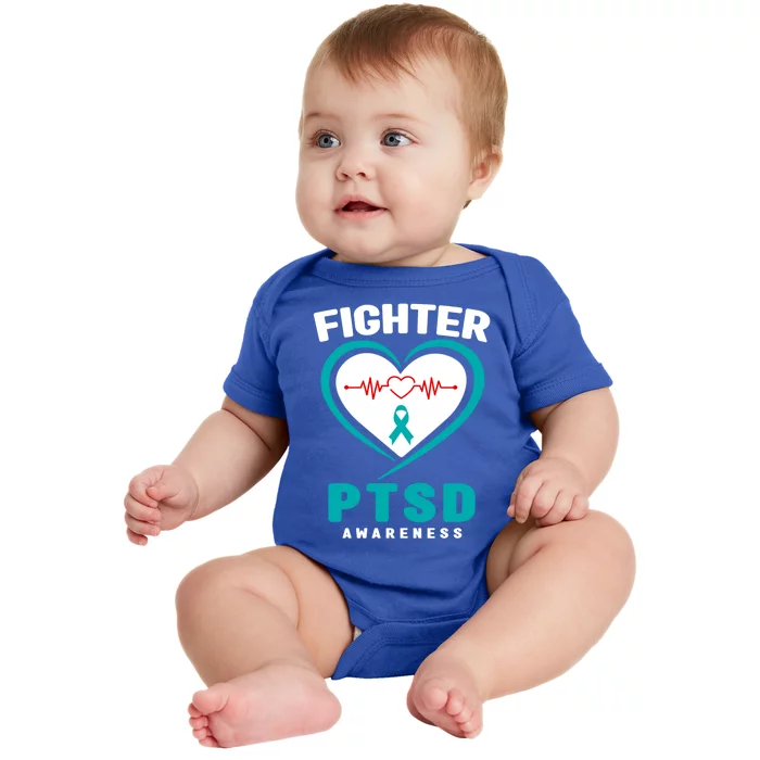 Support Ptsd Awareness Fighter Teal Ribbon Ptsd Awareness Gift Baby Bodysuit