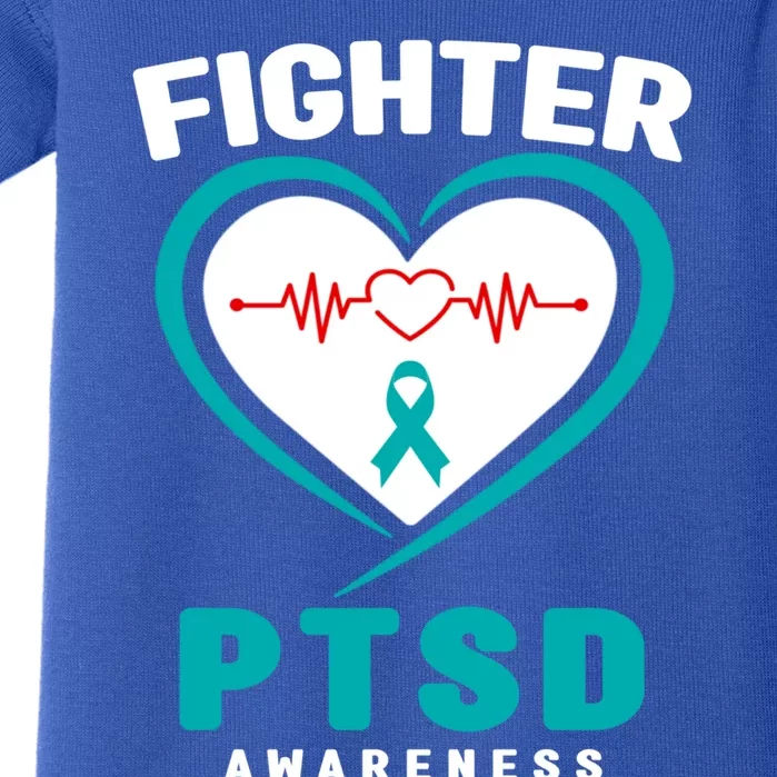 Support Ptsd Awareness Fighter Teal Ribbon Ptsd Awareness Gift Baby Bodysuit