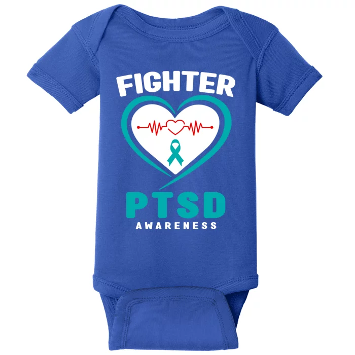 Support Ptsd Awareness Fighter Teal Ribbon Ptsd Awareness Gift Baby Bodysuit