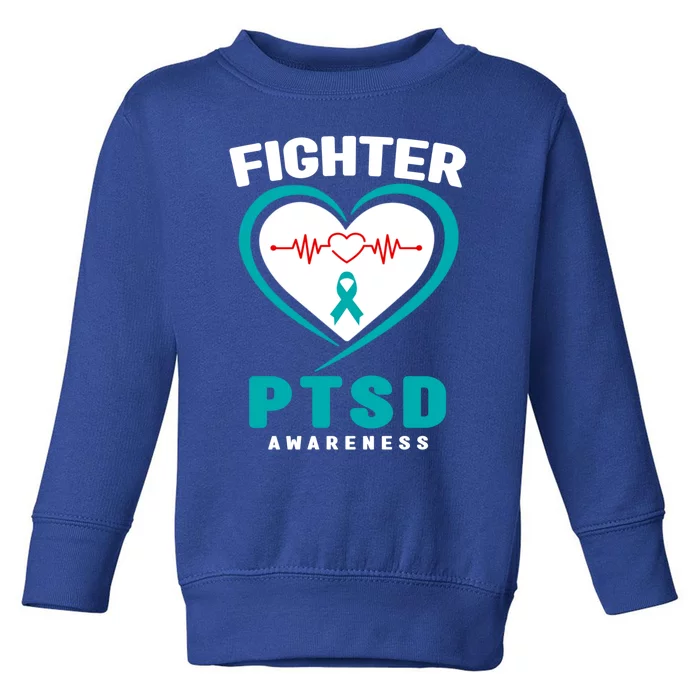 Support Ptsd Awareness Fighter Teal Ribbon Ptsd Awareness Gift Toddler Sweatshirt