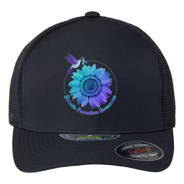 Suicide Prevention Awareness Hummingbird Flower Flexfit Unipanel Trucker Cap