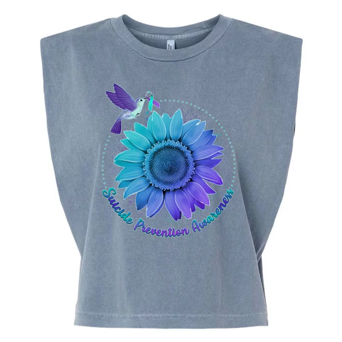 Suicide Prevention Awareness Hummingbird Flower Garment-Dyed Women's Muscle Tee