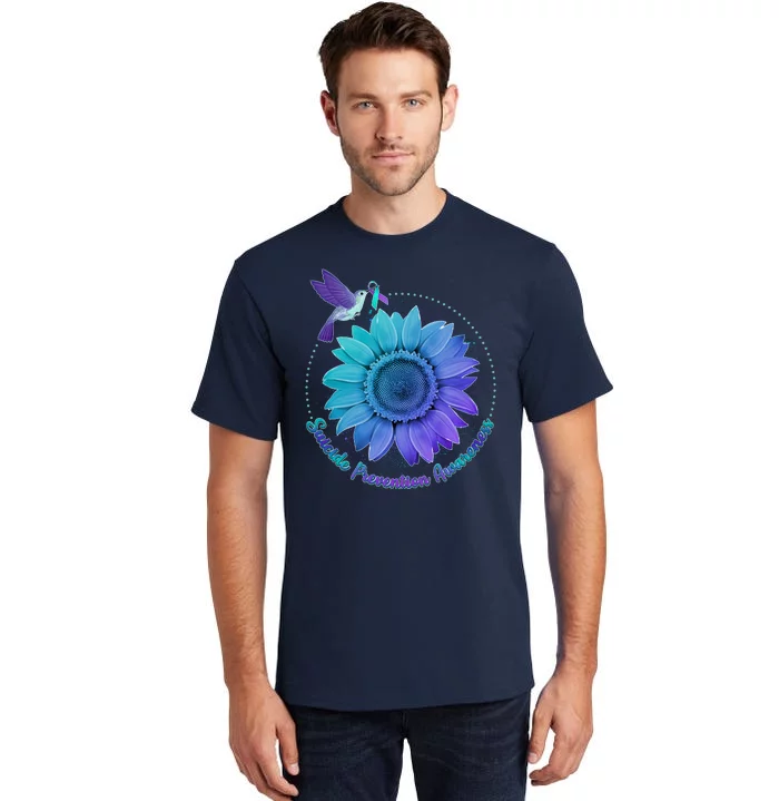 Suicide Prevention Awareness Hummingbird Flower Tall T-Shirt