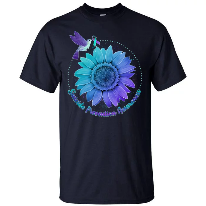 Suicide Prevention Awareness Hummingbird Flower Tall T-Shirt