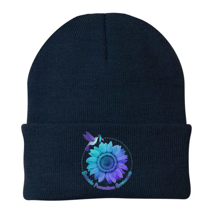 Suicide Prevention Awareness Hummingbird Flower Knit Cap Winter Beanie