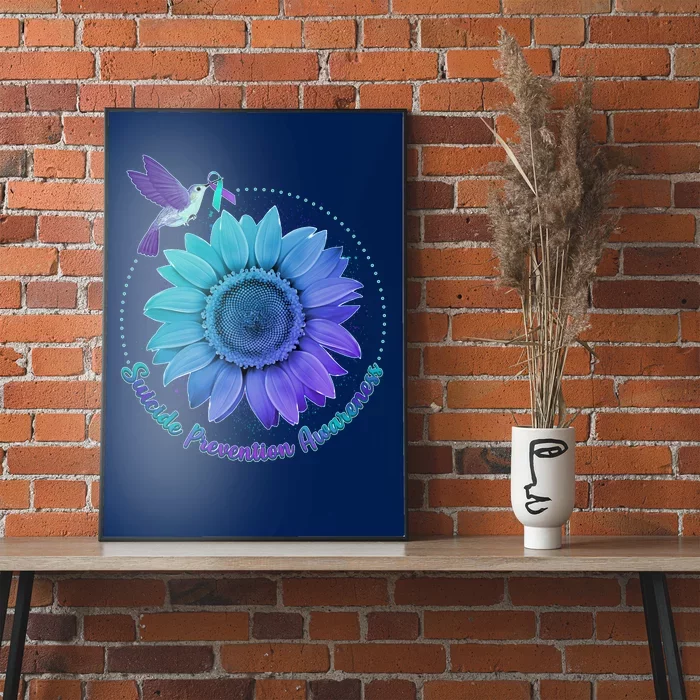 Suicide Prevention Awareness Hummingbird Flower Poster