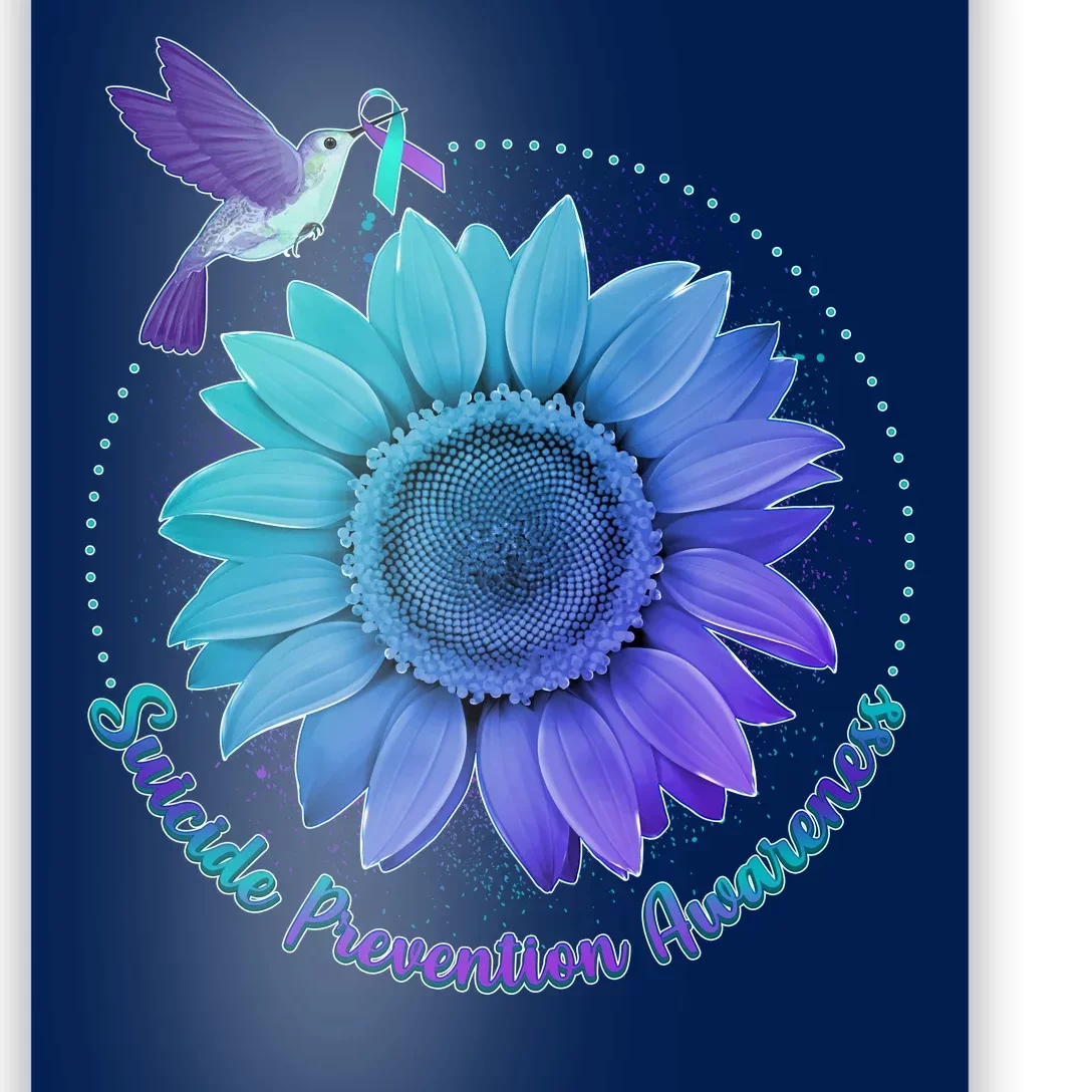 Suicide Prevention Awareness Hummingbird Flower Poster