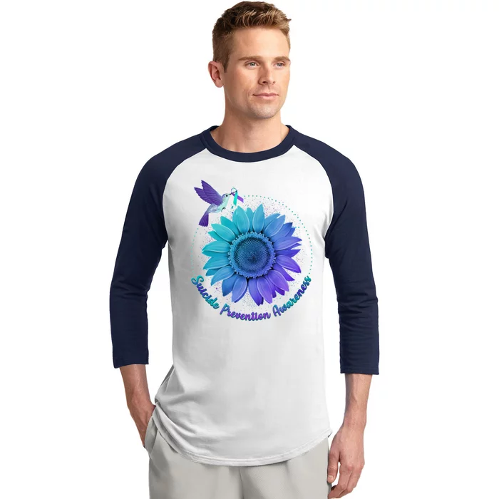 Suicide Prevention Awareness Hummingbird Flower Baseball Sleeve Shirt