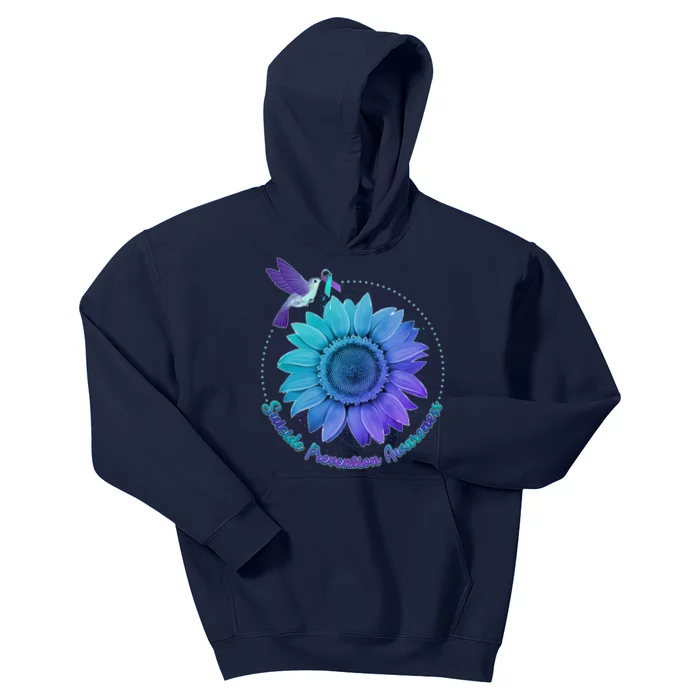 Suicide Prevention Awareness Hummingbird Flower Kids Hoodie