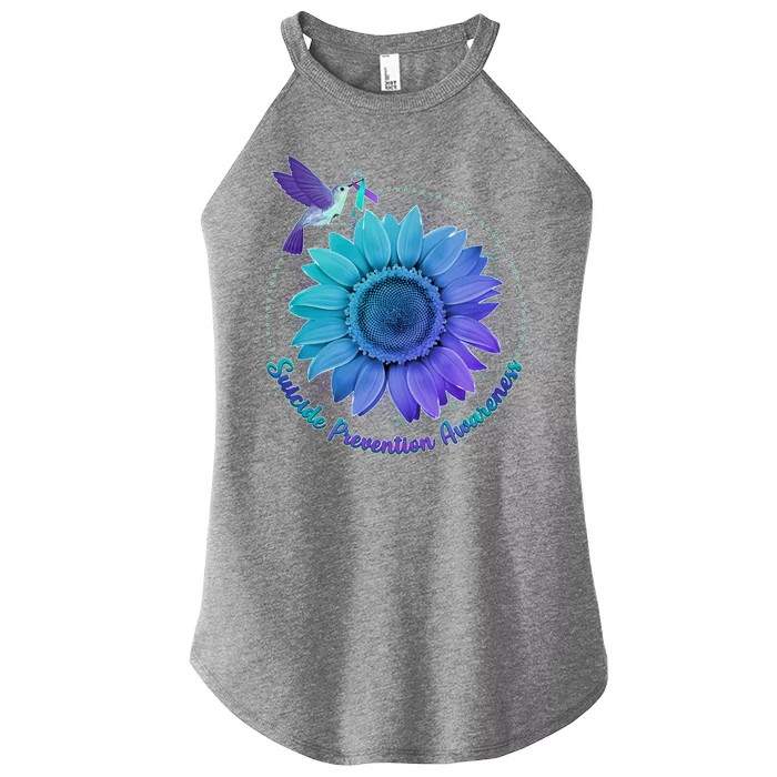 Suicide Prevention Awareness Hummingbird Flower Women’s Perfect Tri Rocker Tank