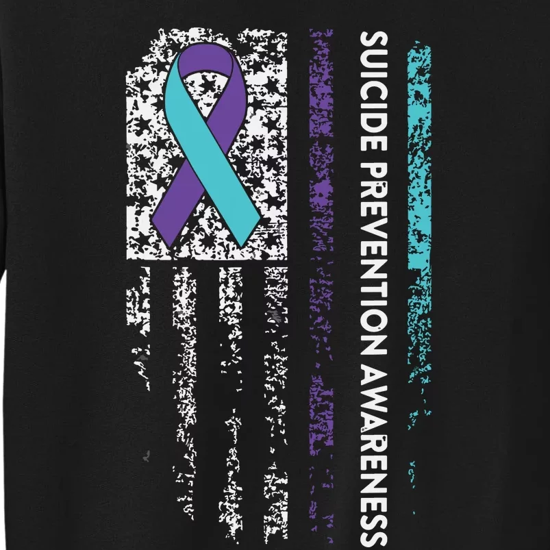 Suicide Prevention Awareness Ribbon American Flag Tall Sweatshirt