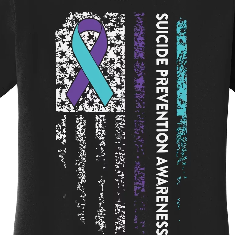 Suicide Prevention Awareness Ribbon American Flag Women's T-Shirt