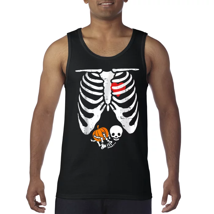 Skeleton Pregnancy Announcement Mom Halloween Tank Top