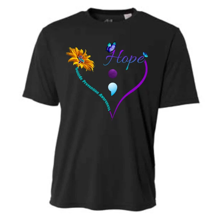 Suicide Prevention Awareness Floral Heart Cooling Performance Crew T-Shirt