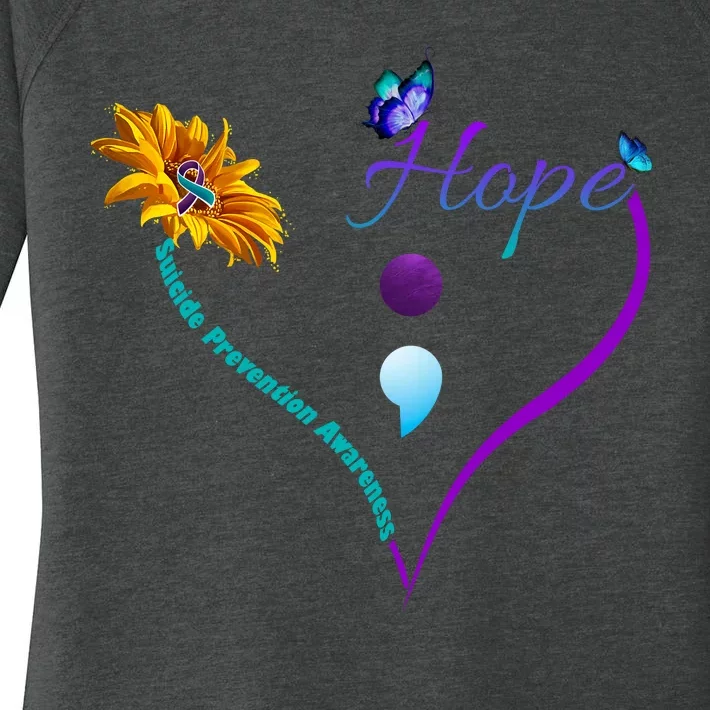 Suicide Prevention Awareness Floral Heart Women's Perfect Tri Tunic Long Sleeve Shirt