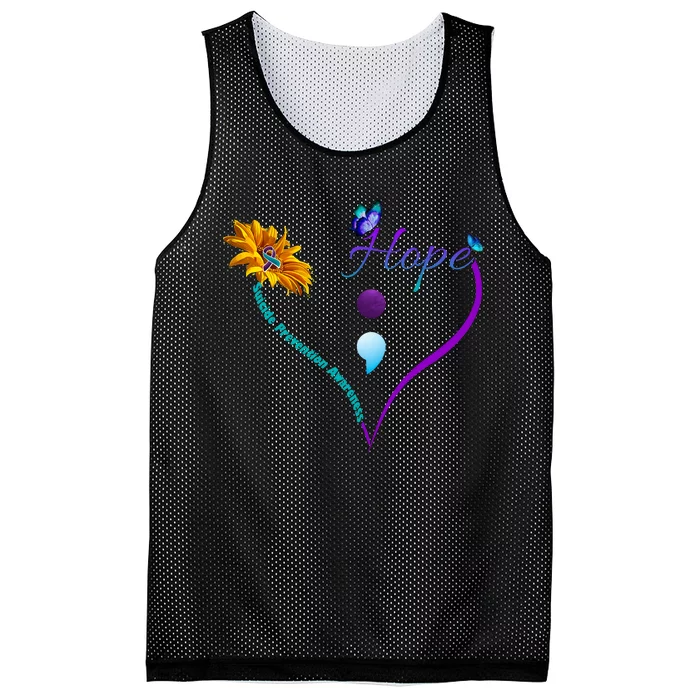 Suicide Prevention Awareness Floral Heart Mesh Reversible Basketball Jersey Tank