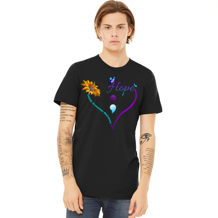 Suicide Prevention Awareness Floral Heart Premium T-Shirt