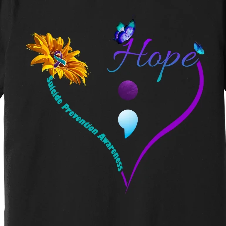 Suicide Prevention Awareness Floral Heart Premium T-Shirt