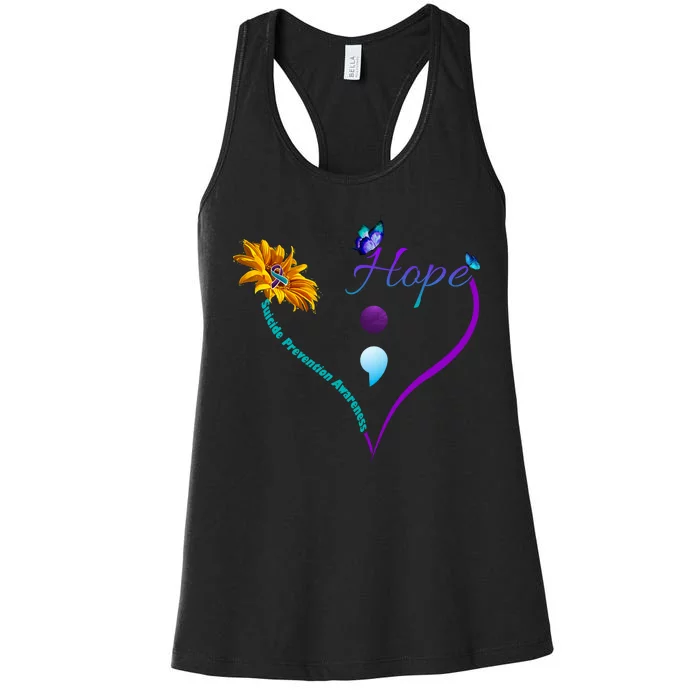 Suicide Prevention Awareness Floral Heart Women's Racerback Tank