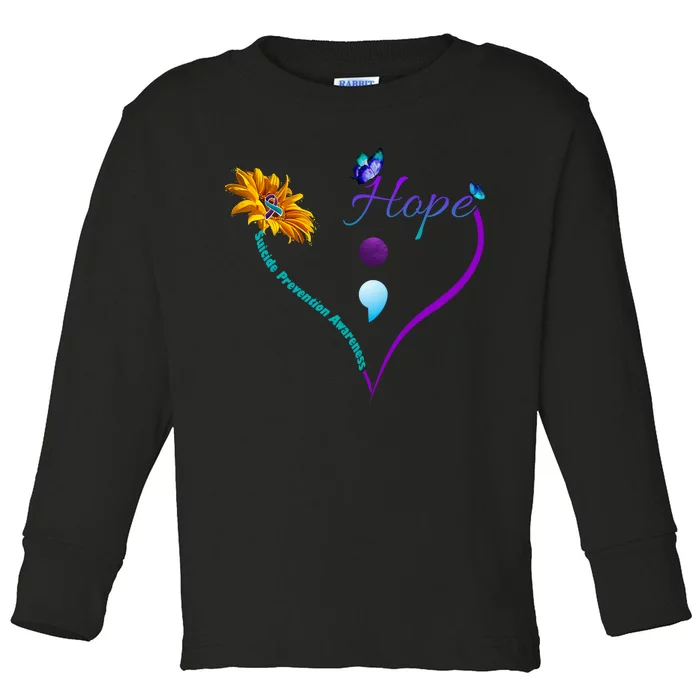 Suicide Prevention Awareness Floral Heart Toddler Long Sleeve Shirt