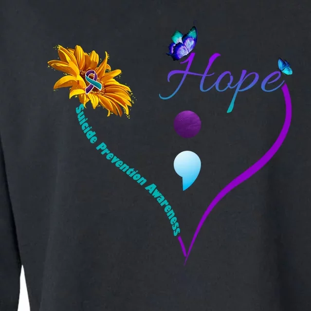 Suicide Prevention Awareness Floral Heart Cropped Pullover Crew