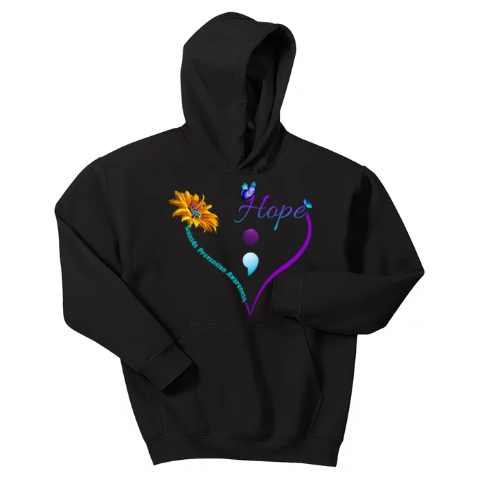 Suicide Prevention Awareness Floral Heart Kids Hoodie