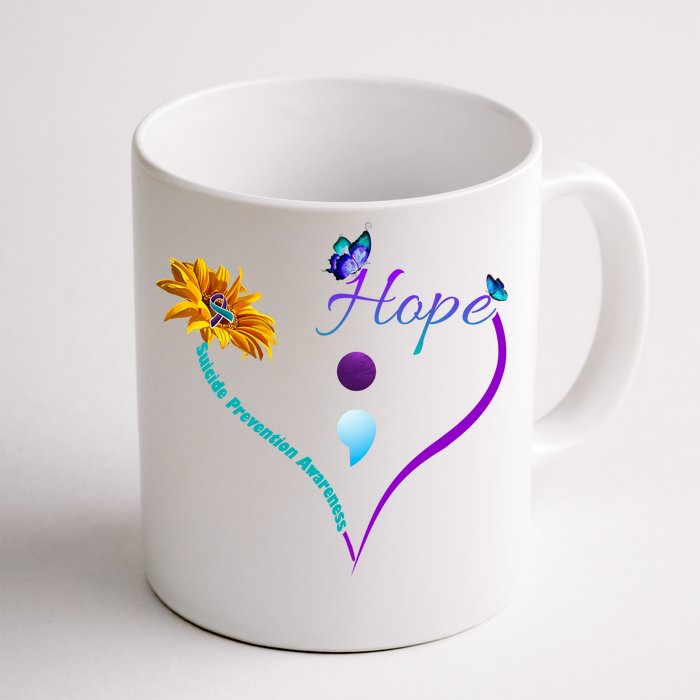 Suicide Prevention Awareness Floral Heart Front & Back Coffee Mug