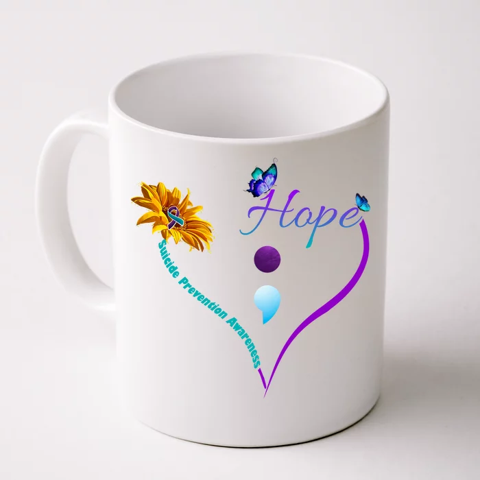 Suicide Prevention Awareness Floral Heart Front & Back Coffee Mug