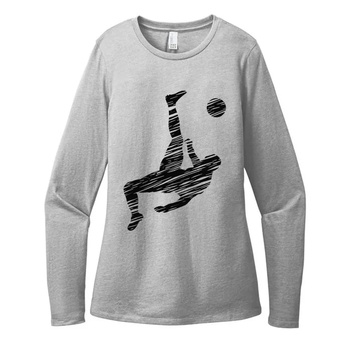 Soccer Player And Soccer Fan Motif Vintage Womens CVC Long Sleeve Shirt