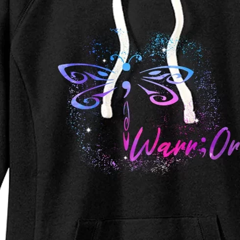 Suicide Prevention Awareness Dragonfly Semicolon Gift Women's Fleece Hoodie