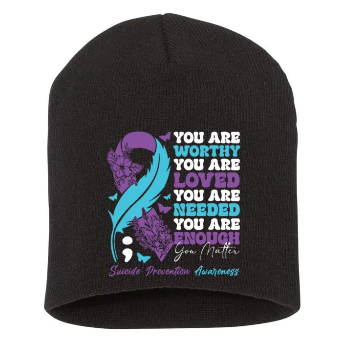 Suicide Prevention Awareness Positive Motivational Support Short Acrylic Beanie