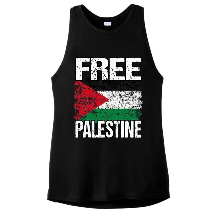 support Palestine and Gaza Jerusalem Ladies Tri-Blend Wicking Tank