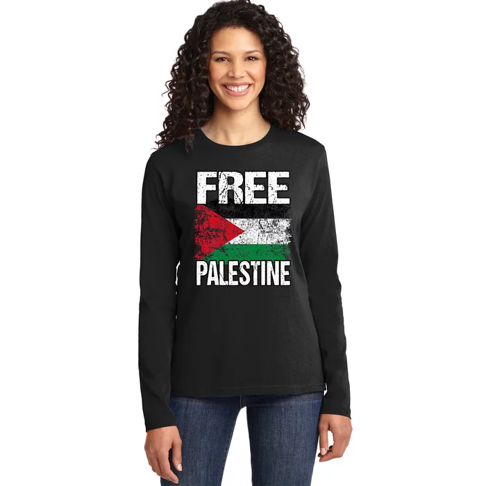 support Palestine and Gaza Jerusalem Ladies Long Sleeve Shirt