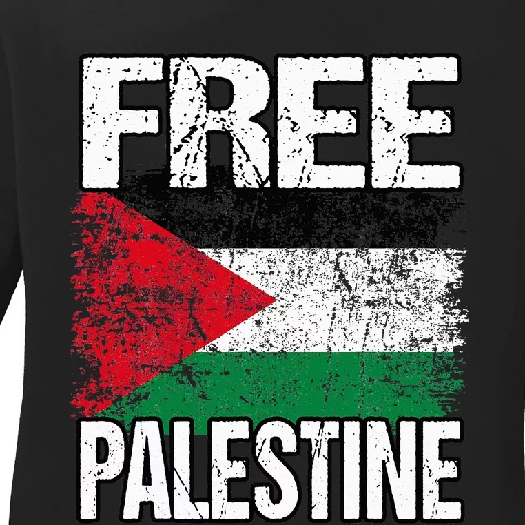 support Palestine and Gaza Jerusalem Ladies Long Sleeve Shirt