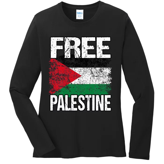 support Palestine and Gaza Jerusalem Ladies Long Sleeve Shirt