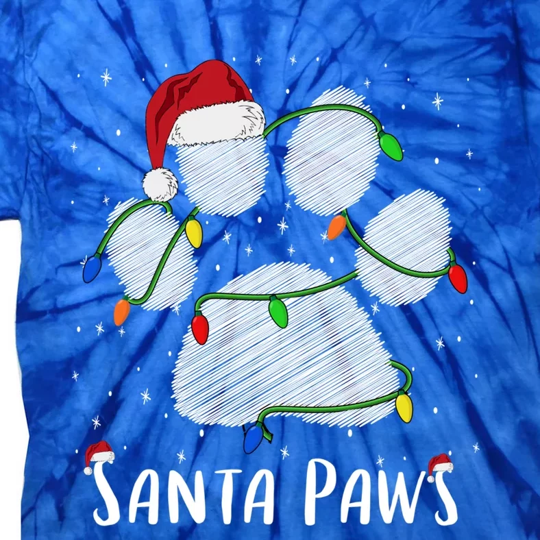 Santa Paw And Claw Santa Cat Christmas Tree Lights Cat Lover Gift Tie-Dye T-Shirt