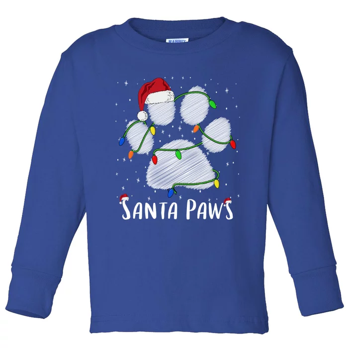 Santa Paw And Claw Santa Cat Christmas Tree Lights Cat Lover Gift Toddler Long Sleeve Shirt