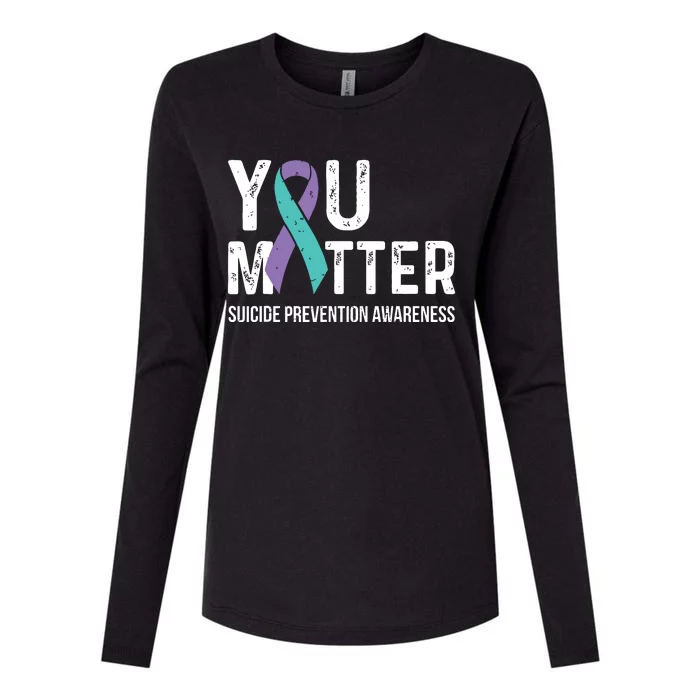 Suicide Prevention Awareness Teal & Purple Ribbon You Matter Womens Cotton Relaxed Long Sleeve T-Shirt