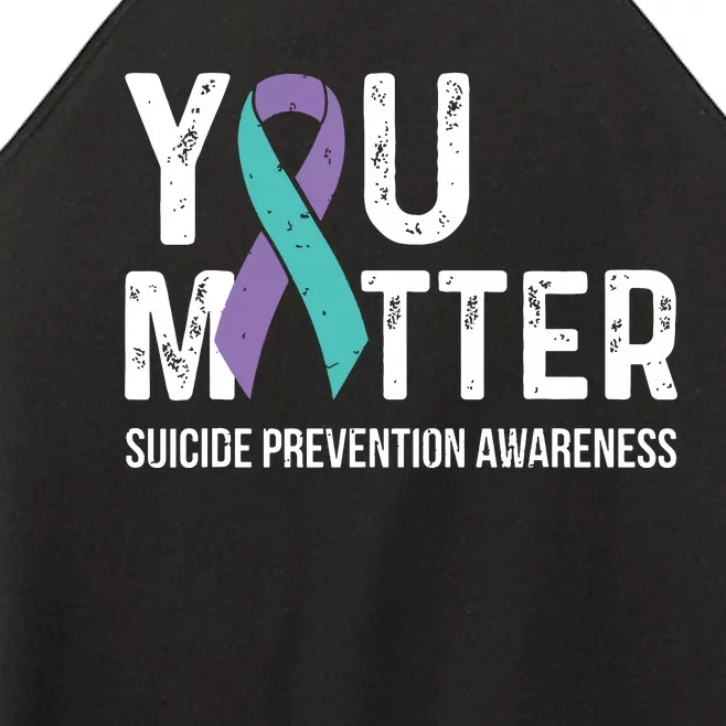 Suicide Prevention Awareness Teal & Purple Ribbon You Matter Women’s Perfect Tri Rocker Tank