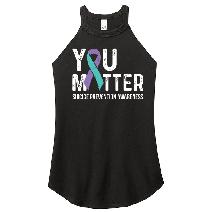 Suicide Prevention Awareness Teal & Purple Ribbon You Matter Women’s Perfect Tri Rocker Tank