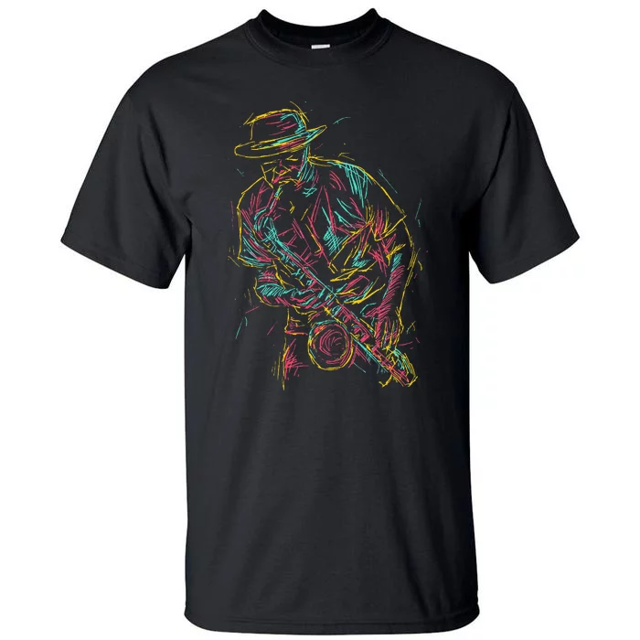 Saxophone Player Abstract Art Tall T-Shirt