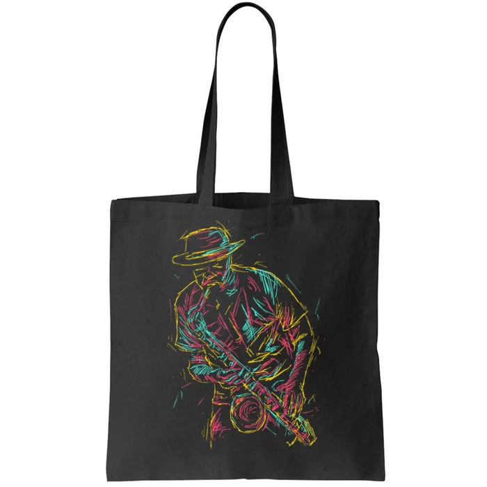 Saxophone Player Abstract Art Tote Bag