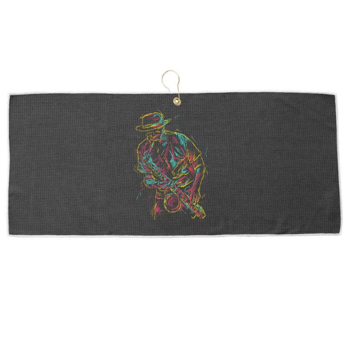 Saxophone Player Abstract Art Large Microfiber Waffle Golf Towel