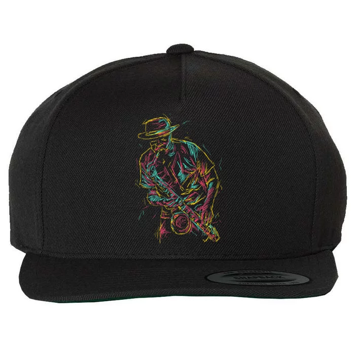 Saxophone Player Abstract Art Wool Snapback Cap