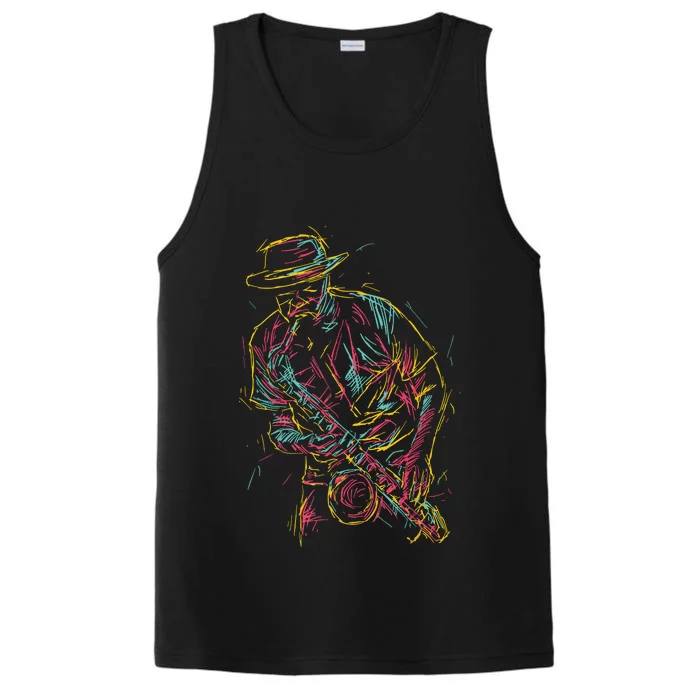 Saxophone Player Abstract Art Performance Tank