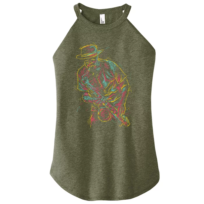 Saxophone Player Abstract Art Women’s Perfect Tri Rocker Tank