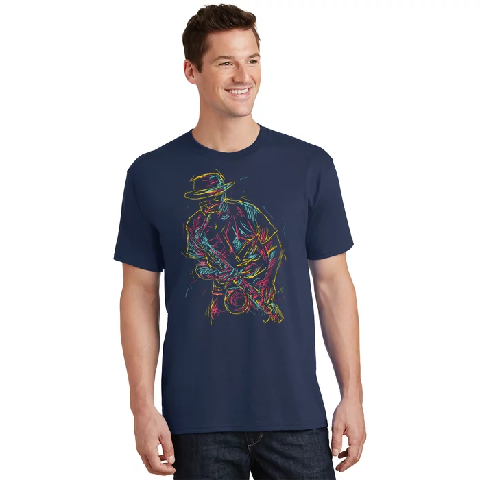 Saxophone Player Abstract Art T-Shirt