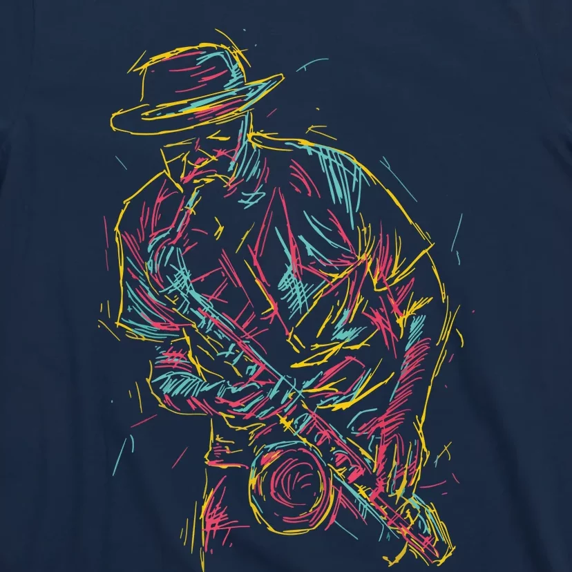 Saxophone Player Abstract Art T-Shirt