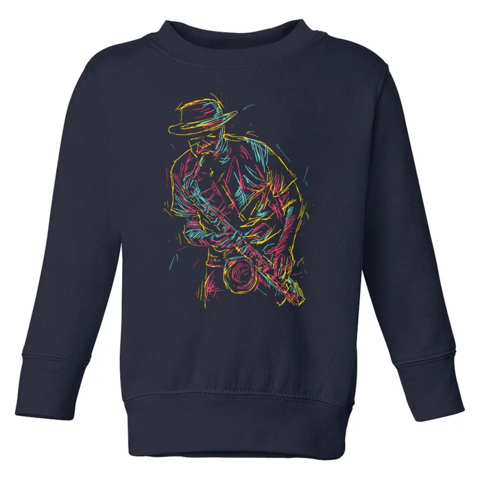 Saxophone Player Abstract Art Toddler Sweatshirt